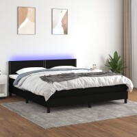 vidaXL Boxspringbett mit Matratze &amp; LED Schwarz 160x200 cm Stoff