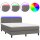 vidaXL Boxspringbett mit Matratze &amp; LED Grau 140x190 cm Kunstleder