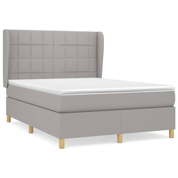 vidaXL Boxspringbett mit Matratze Hellgrau 140x200 cm Stoff