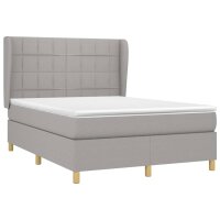 vidaXL Boxspringbett mit Matratze Hellgrau 140x200 cm Stoff