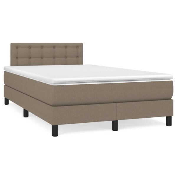 vidaXL Boxspringbett mit Matratze Taupe 120x200 cm Stoff