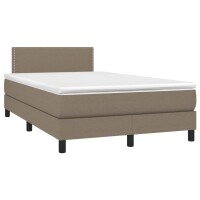 vidaXL Boxspringbett mit Matratze Taupe 120x200 cm Stoff