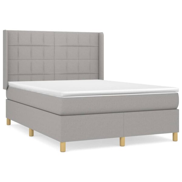 vidaXL Boxspringbett mit Matratze Hellgrau 140x200 cm Stoff