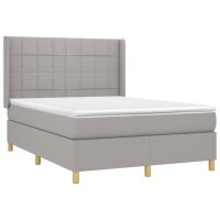 vidaXL Boxspringbett mit Matratze Hellgrau 140x200 cm Stoff