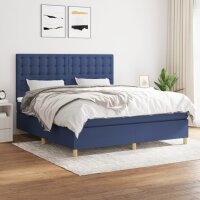 vidaXL Boxspringbett mit Matratze Blau 180x200 cm Stoff