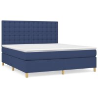 vidaXL Boxspringbett mit Matratze Blau 180x200 cm Stoff