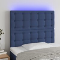 vidaXL LED Kopfteil Blau 90x5x118/128 cm Stoff