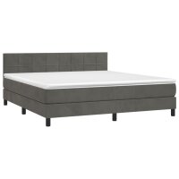 vidaXL Boxspringbett mit Matratze Dunkelgrau 160x200 cm Samt