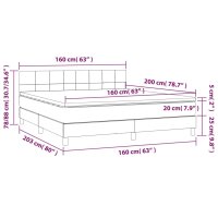 vidaXL Boxspringbett mit Matratze Dunkelgrau 160x200 cm Samt