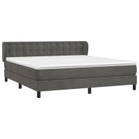 vidaXL Boxspringbett mit Matratze Dunkelgrau 160x200 cm Samt