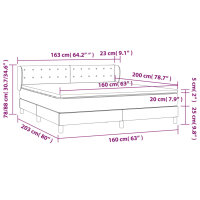 vidaXL Boxspringbett mit Matratze Dunkelgrau 160x200 cm Samt