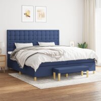 vidaXL Boxspringbett mit Matratze Blau 200x200 cm Stoff