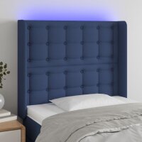 vidaXL LED Kopfteil Blau 93x16x118/128 cm Stoff