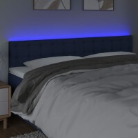 vidaXL LED Kopfteil Blau 180x5x78/88 cm Stoff