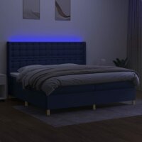 vidaXL Boxspringbett mit Matratze &amp; LED Blau 200x200 cm Stoff