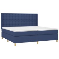 vidaXL Boxspringbett mit Matratze &amp; LED Blau 200x200 cm Stoff