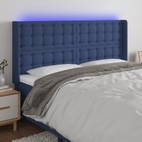 vidaXL LED Kopfteil Blau 203x16x118/128 cm Stoff