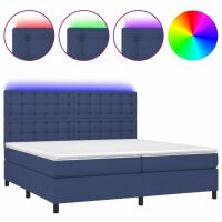 vidaXL Boxspringbett mit Matratze &amp; LED Blau 200x200 cm Stoff