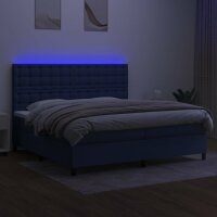 vidaXL Boxspringbett mit Matratze &amp; LED Blau 200x200 cm Stoff