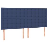 vidaXL Boxspringbett mit Matratze &amp; LED Blau 200x200 cm Stoff