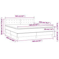 vidaXL Boxspringbett mit Matratze &amp; LED Dunkelgrau 160x200 cm Samt