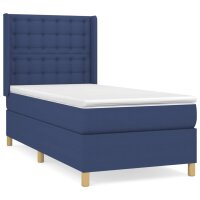 WOWONA Boxspringbett mit Matratze Blau 90x200 cm Stoff