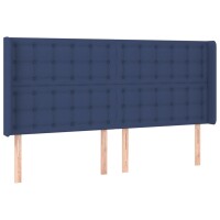 vidaXL Kopfteil mit Ohren Blau 203x16x118/128 cm Stoff