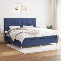 vidaXL Boxspringbett mit Matratze Blau 200x200 cm Stoff