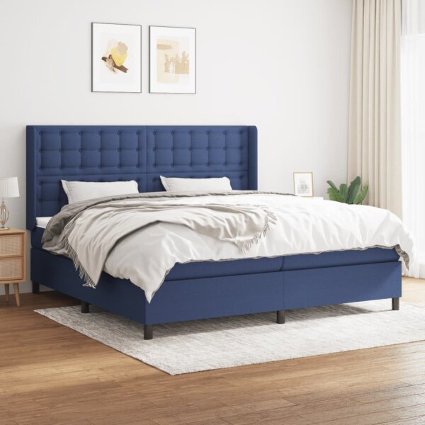 vidaXL Boxspringbett mit Matratze Blau 200x200 cm Stoff