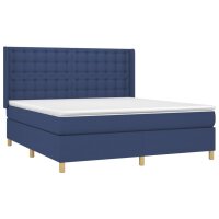 vidaXL Boxspringbett mit Matratze &amp; LED Blau 180x200 cm Stoff