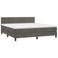 WOWONA Boxspringbett mit Matratze &amp; LED Dunkelgrau 160x200 cm Samt