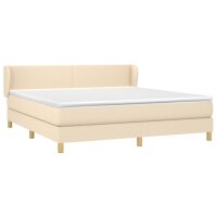 WOWONA Boxspringbett mit Matratze Creme 180x200 cm Stoff