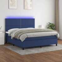 vidaXL Boxspringbett mit Matratze &amp; LED Blau 160x200 cm Stoff