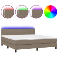 vidaXL Boxspringbett mit Matratze &amp; LED Taupe 180x200 cm Stoff