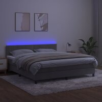 vidaXL Boxspringbett mit Matratze &amp; LED Hellgrau 160x200 cm Samt