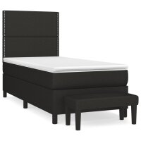 vidaXL Boxspringbett mit Matratze Schwarz 90x200 cm Stoff