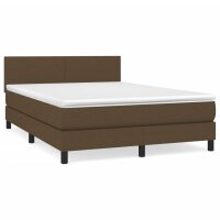 vidaXL Boxspringbett mit Matratze Dunkelbraun 140x200 cm Stoff