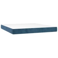 vidaXL Boxspringbett mit Matratze &amp; LED Dunkelblau 180x200 cm Samt