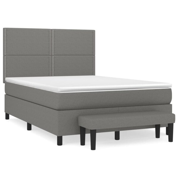 vidaXL Boxspringbett mit Matratze Dunkelgrau 140x200 cm Stoff