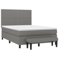 vidaXL Boxspringbett mit Matratze Dunkelgrau 140x200 cm Stoff