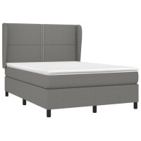 vidaXL Boxspringbett mit Matratze Dunkelgrau 140x200 cm Stoff