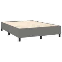 vidaXL Boxspringbett mit Matratze &amp; LED Dunkelgrau 140x200 cm Stoff