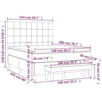 vidaXL Boxspringbett mit Matratze Dunkelgrau 140x200 cm Stoff