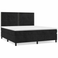 vidaXL Boxspringbett mit Matratze Schwarz 160x200 cm Samt