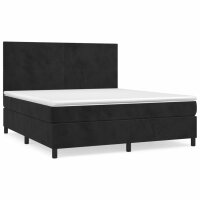 vidaXL Boxspringbett mit Matratze Schwarz 160x200 cm Samt