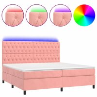 vidaXL Boxspringbett mit Matratze &amp; LED Rosa 200x200 cm Samt