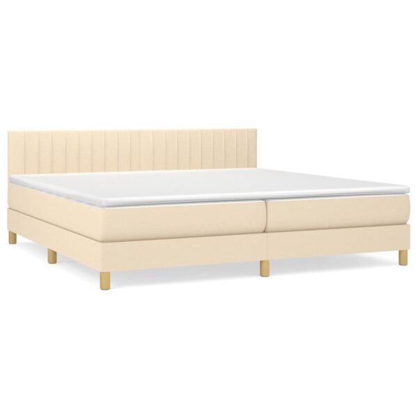 vidaXL Boxspringbett mit Matratze Creme 200x200 cm Stoff