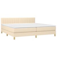 vidaXL Boxspringbett mit Matratze Creme 200x200 cm Stoff