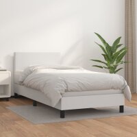 vidaXL Boxspringbett mit Matratze Wei&szlig; 80x200 cm Kunstleder