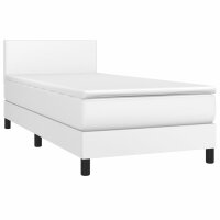 vidaXL Boxspringbett mit Matratze Wei&szlig; 80x200 cm Kunstleder